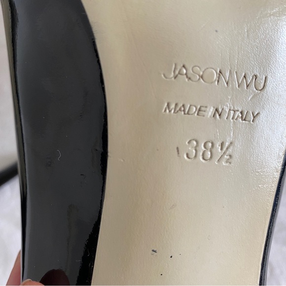 Jason Wu Black Patent Leather “Frankie” Heeled bow Loafer - Picture 4 of 10